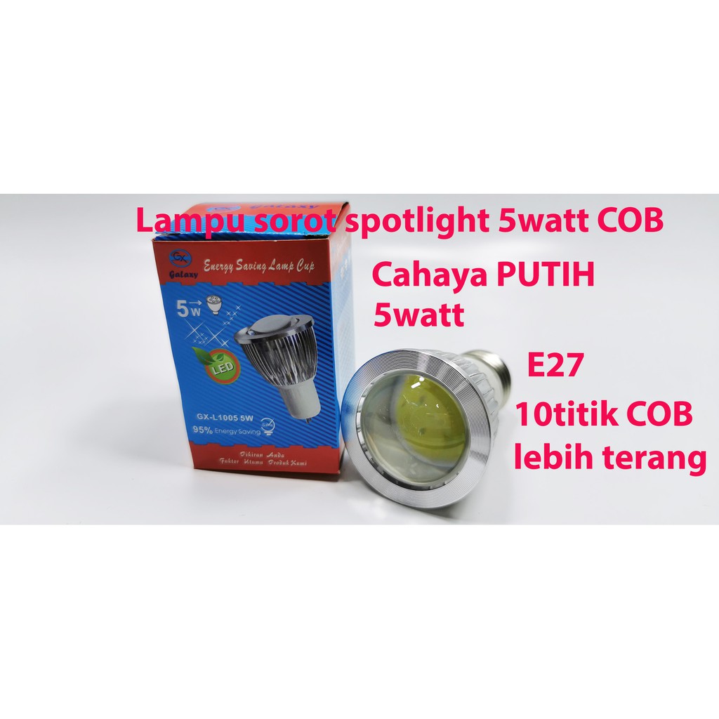 Lampu sorot spotlight COB 5w E27 cahaya PUTH lensa cembung