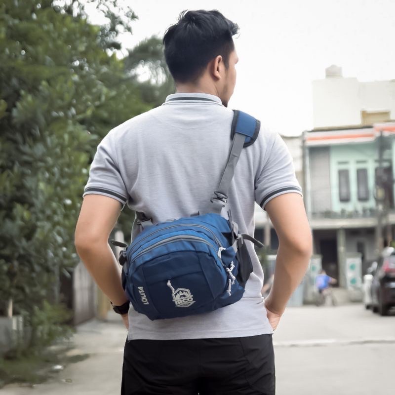 Irco Lolita Tas Selempang Bahu Outdoor - Slingbag Pria Wanita Stylist - Biru Navy