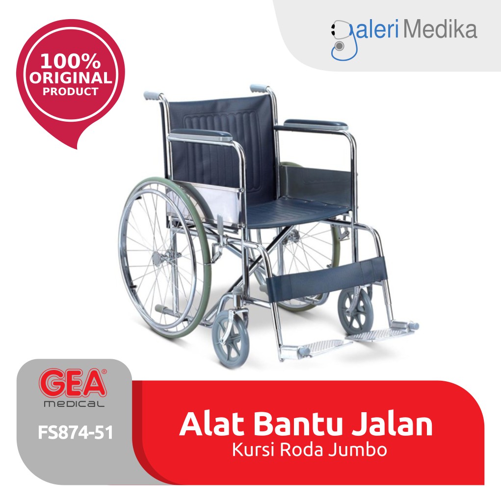 Kursi Roda Jumbo Kapasitas 120Kg GEA FS874-51 / FS-874 51 / FS 874-51 - Big Wheelchair