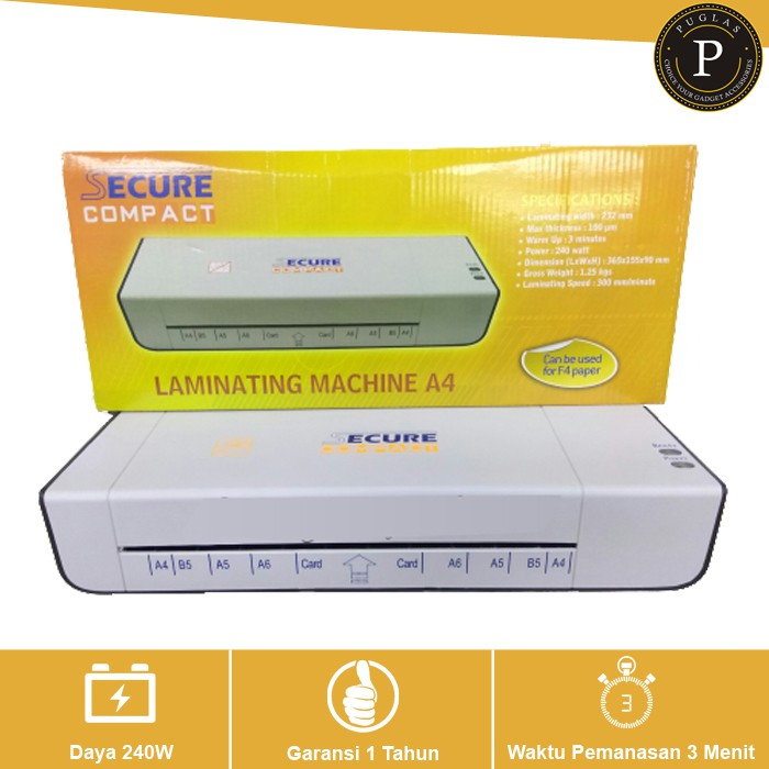 

Mesin Alat Laminating Secure Compact A4 Garansi 1 Tahun