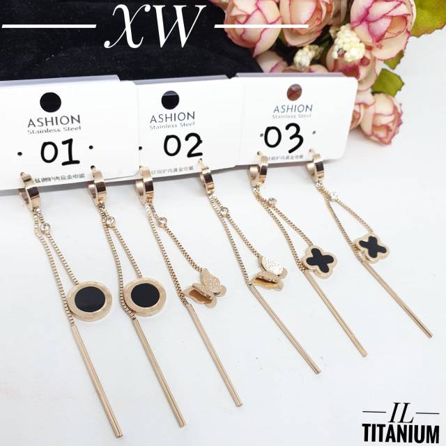 Anting titanium jurai rosegold E14036