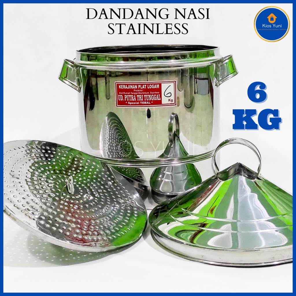 Dandang Nasi Stainless 6 Kg / Dandang Kukusan / Dandang Besar / Panci Kukus / Soblok Nasi