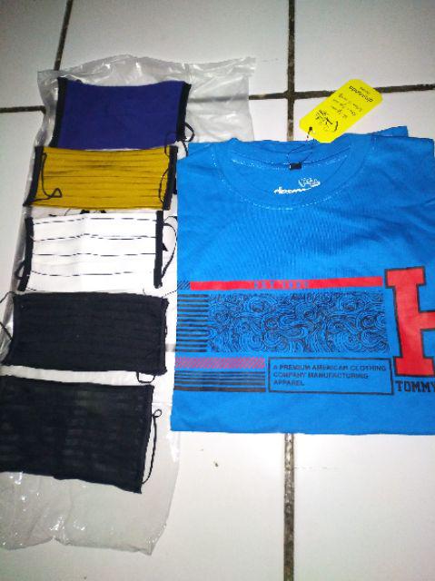 Masker Kain 2ply Bahan Plisket Bisa Selip Tisu