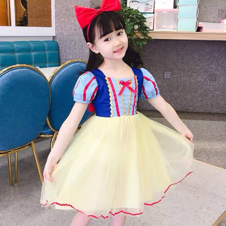 BAJU GAUN KOSTUM PRINCESS SNOW WHITE ANAK BALITA DRESS KARAKTER IMPOR