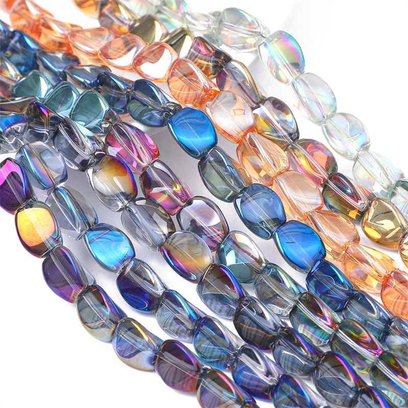 10pcs 9x12mm Manik-Manik Kristal Memutar Lapis Kaca Untuk Membuat Perhiasan Handmade DIY Aksesoris