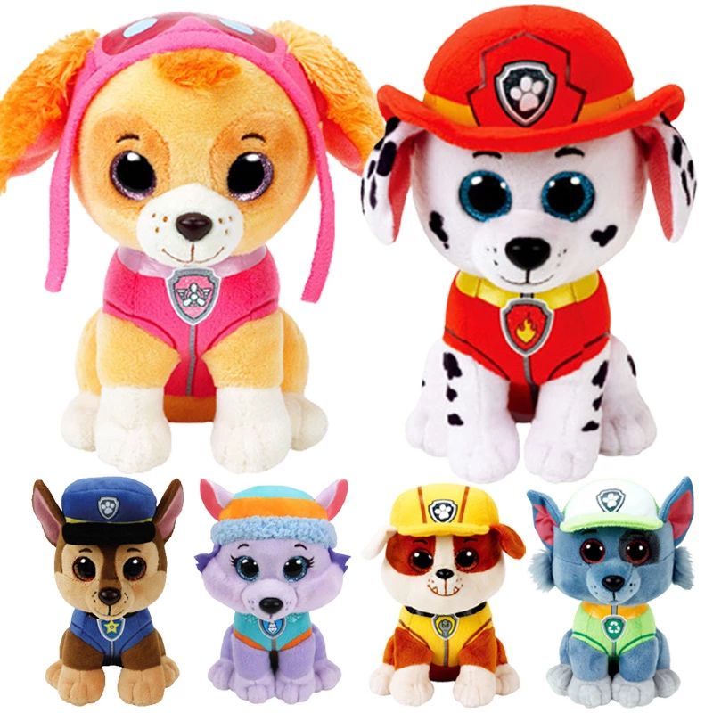 15cm Mainan Paw Patrol Dog Plush Toy Figure Stuffed Animals Doll Marshall Rubble Chase Rocky Boneka