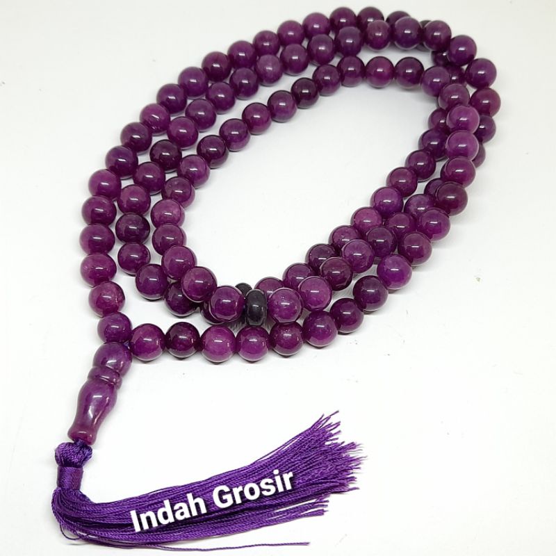 TASBIH BATU NATURAL KECUBUNG AMATYST 10MM 99BUTIR ORIGINAL STONE