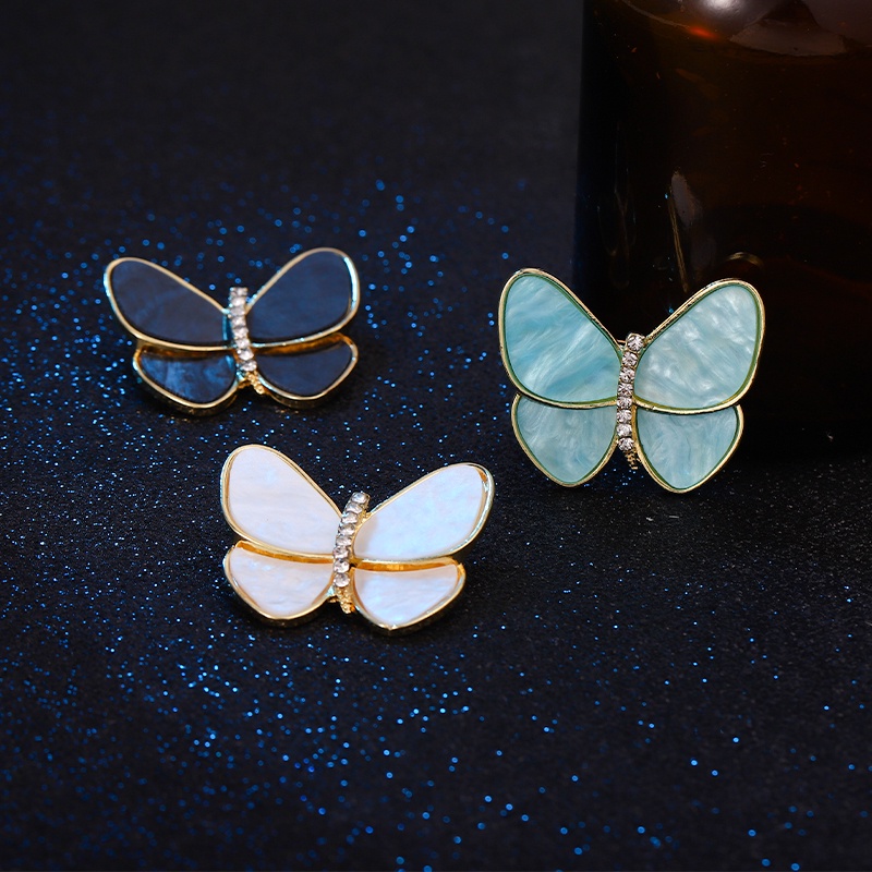 Pin Butterfly Berlian Imitasi 3 Warna Untuk Aksesoris Pakaian