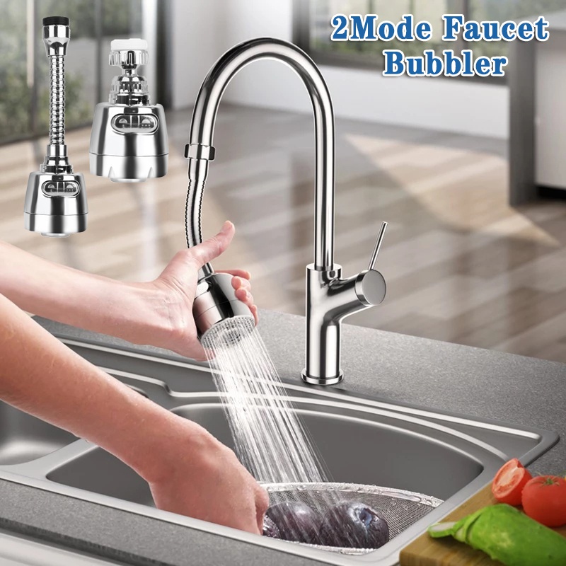 Keran Air Model Putar 360 Derajat Bahan Stainless Steel Untuk Dapur / Kamar Mandi