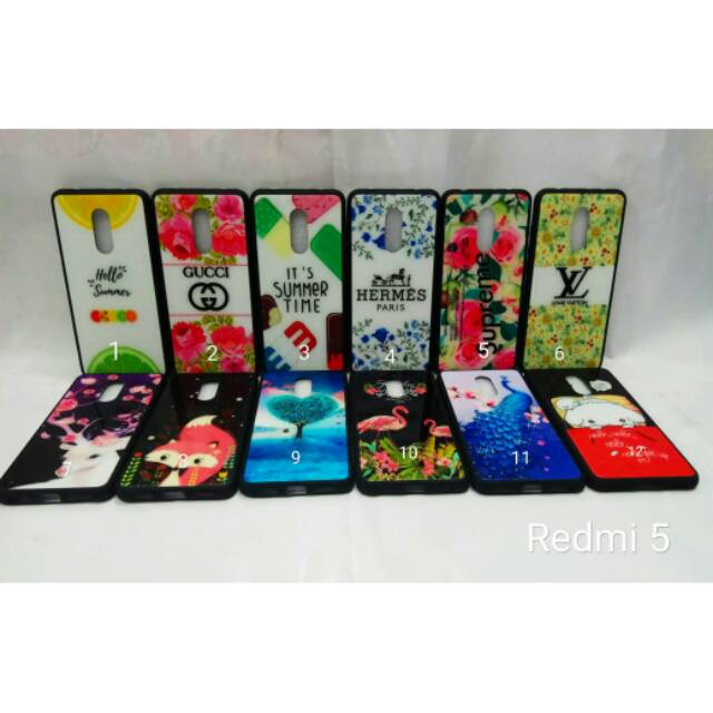 Case fuze glass supreme+ flower redmi 5