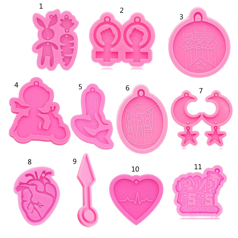 SIY  Silicone Keychain Mold Resin Silicone Rabbit Heart Moon Star Earrings Pendant  Mold DIY Keychain Decor Resin Mold Tools