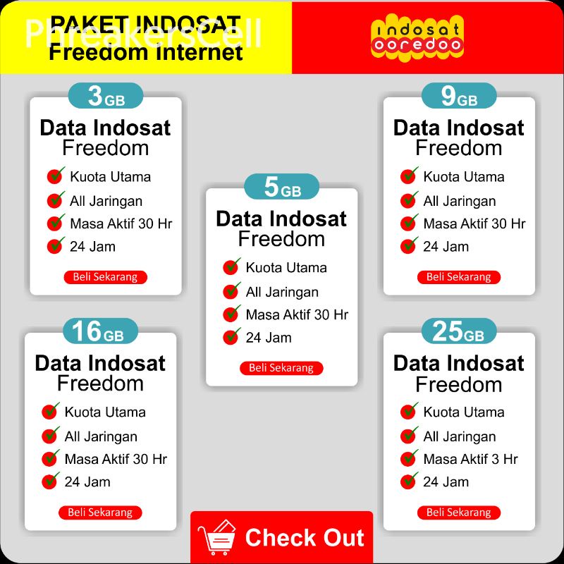 Jual Paket Internet Indosat Data Freedom | Shopee Indonesia