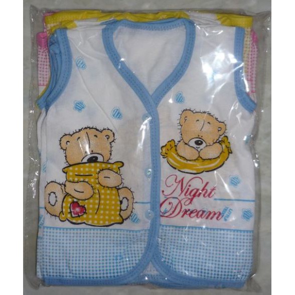 1 Lusin BAJU YUKENSI Putih Sablon, Bayi Tanpa Lengan Yukensi Bahan Cotton Newborn Baby Unisex