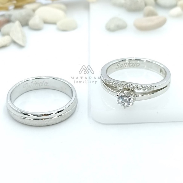 Cincin Kawin Couple Perak 925 Silver  PL201- Bisa Request Model Cincin - Cincin Nikah Cincin Tunanga