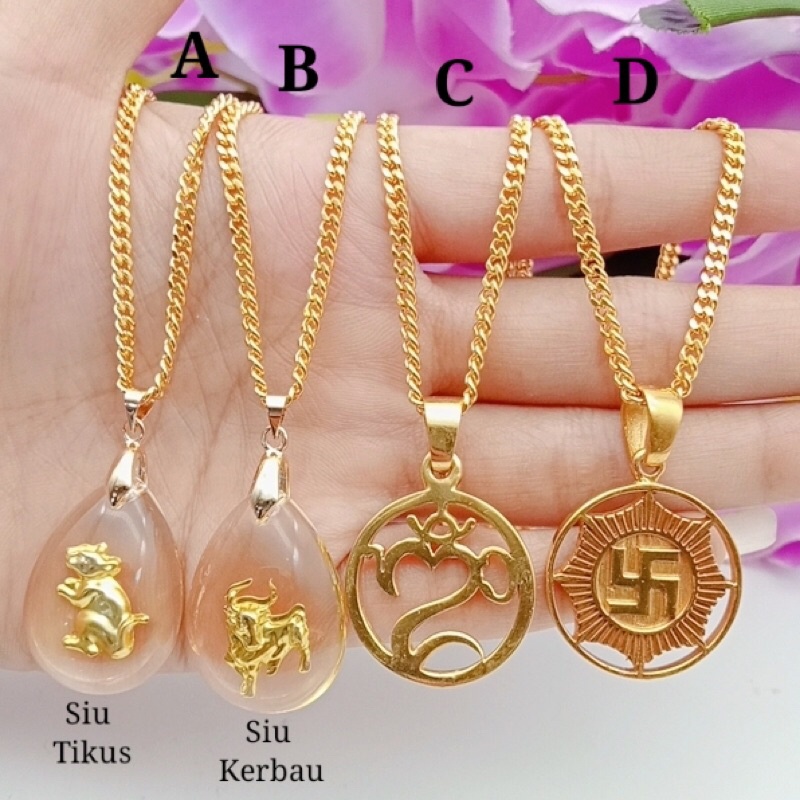 titanium kalung omkara Swastika siu impor awet termurah star+
