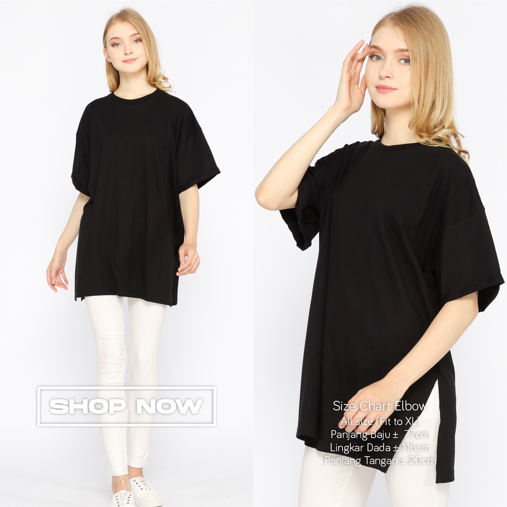 Kaos Jumbo Wanita Oversize Elbow Black