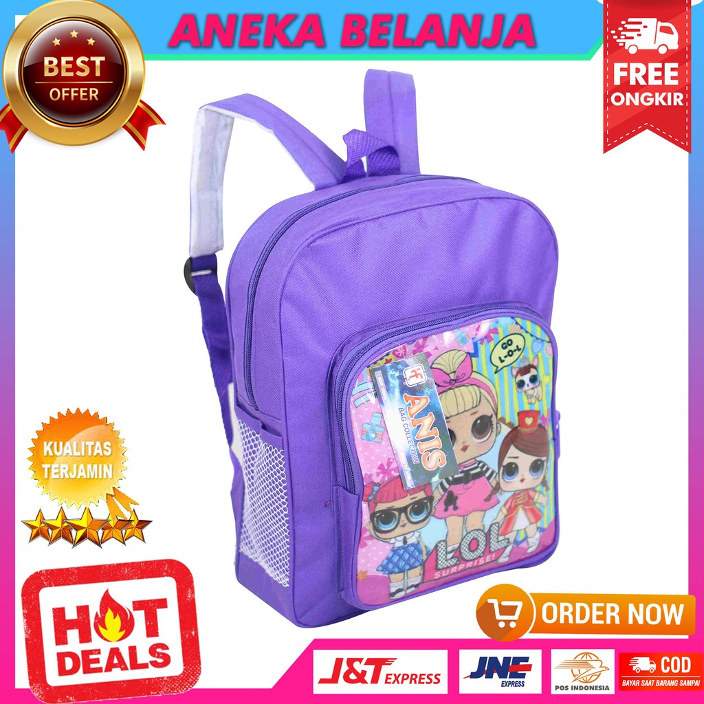 Ready Stock Tas Punggung Khusus Anak Cewek Mini Gambar Kartun LOL Ungu Berkualitas Tas Sekolah PAUD