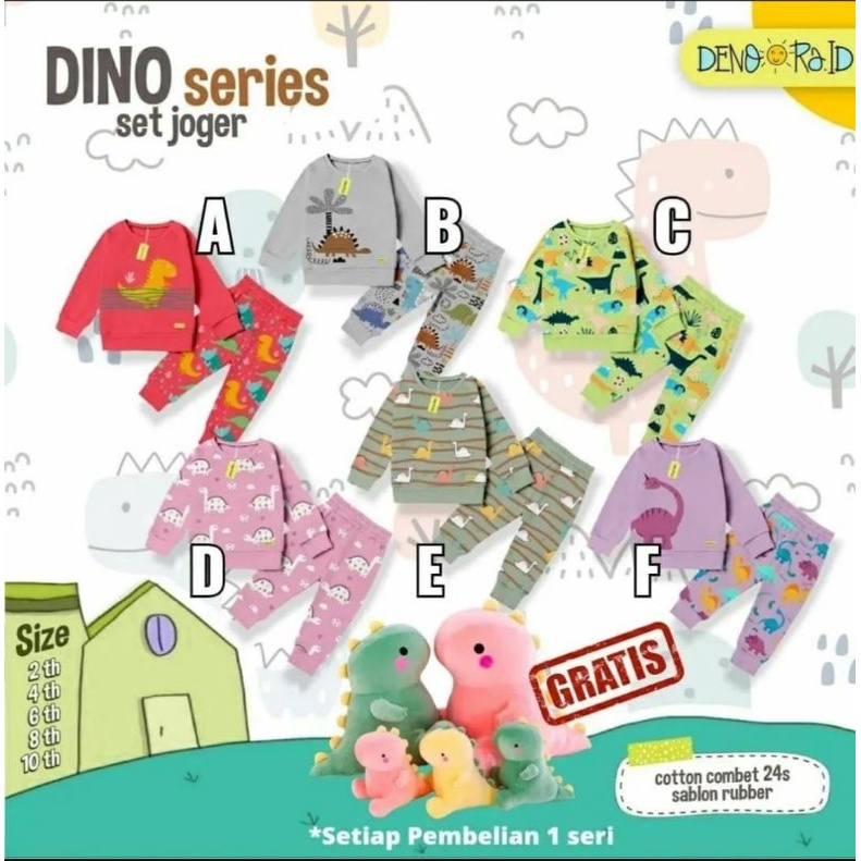 Set baju anak Dino series set joger size 2-10 tahun by.dendora id