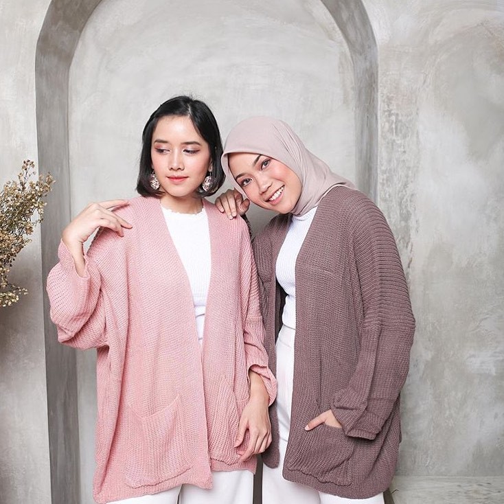 Cardigan - Cardigan Oversize - Atasan Cardy Rajut - Long Cardy Terbaru - Cardigan Saku Premium