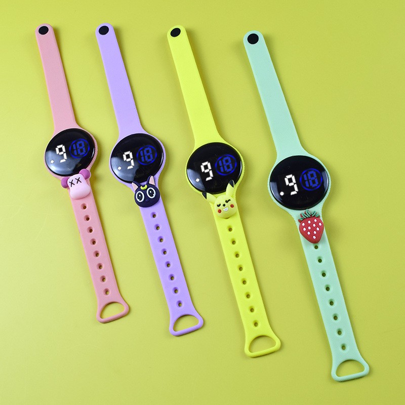 HBS Jam tangan elektronik Jam tangan boneka bulat jam tangan anak-anak plastik renang tahan air 024 - J