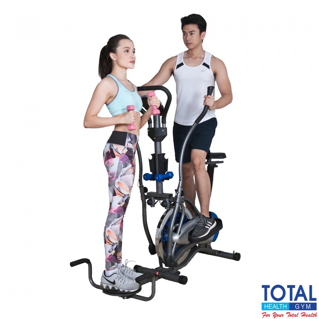 TOTAL HEALTH GYM - New Alat Olahraga Fitness Sport Gym 6 in 1 Sepeda Statis Elliptical Bike Total Static Orbitrack Plat Orbitrek