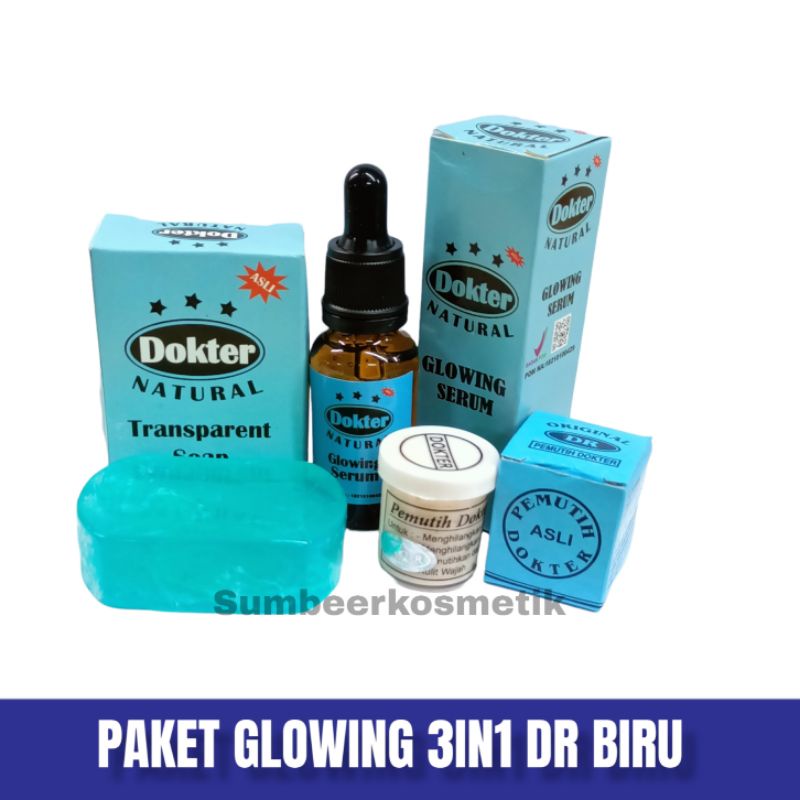 MURAH - PAKET GLOWING 3IN1 CREAM DR BIRU - SERUM