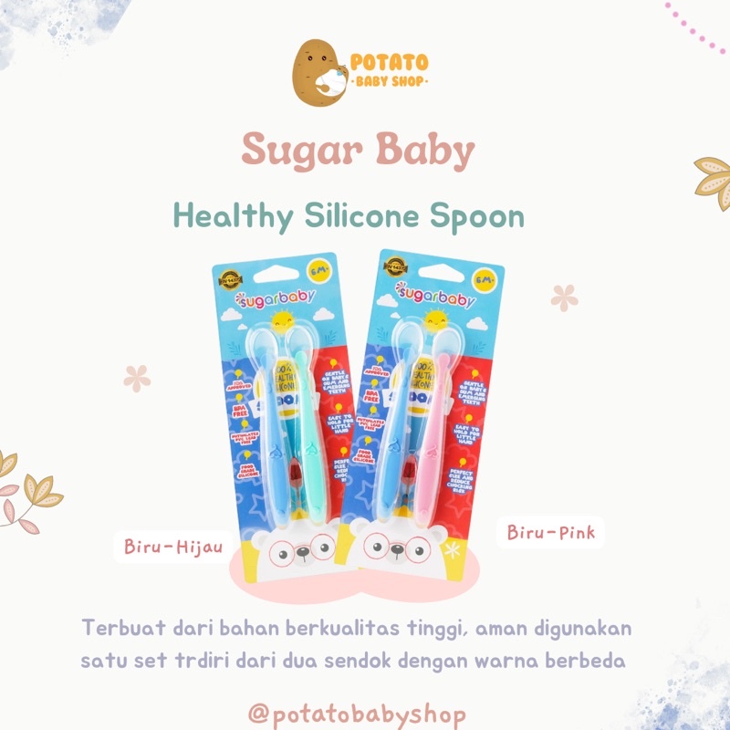 Sugar Baby Healthy Silicone Spoon - Sendok Makan Anak Isi 2