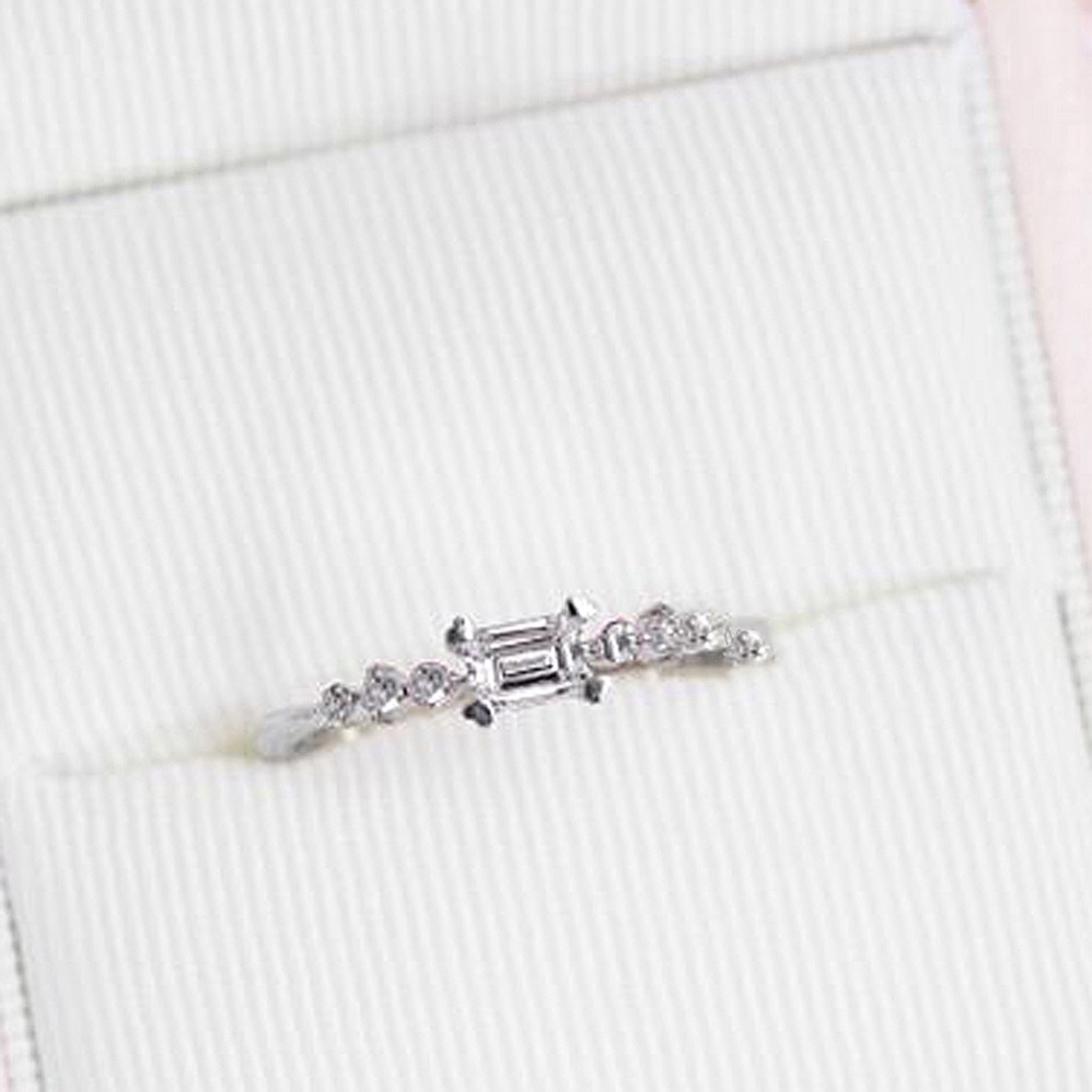 Hu Hu Hu Hu Hu Alat Bantu Pasang Kacamata♡ Cincin Wanita Hias Berlian Imitasi Bentuk Persegi Panjang Slim Untuk Pernikahanpertunanganhadiah