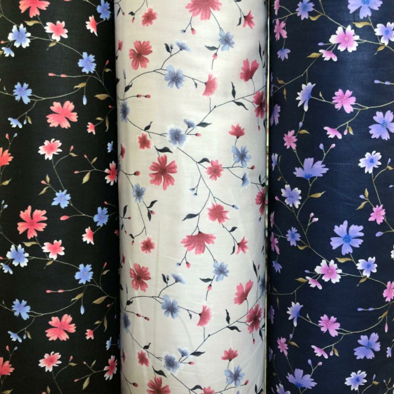 BAHAN KAIN KATUN JEPANG bunga cantik kalem