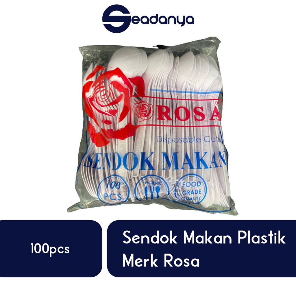 

Sendok Makan Plastik Putih 100pcs Merk Rosa -Alat Makan/Sendok Nasi/Buah/Es