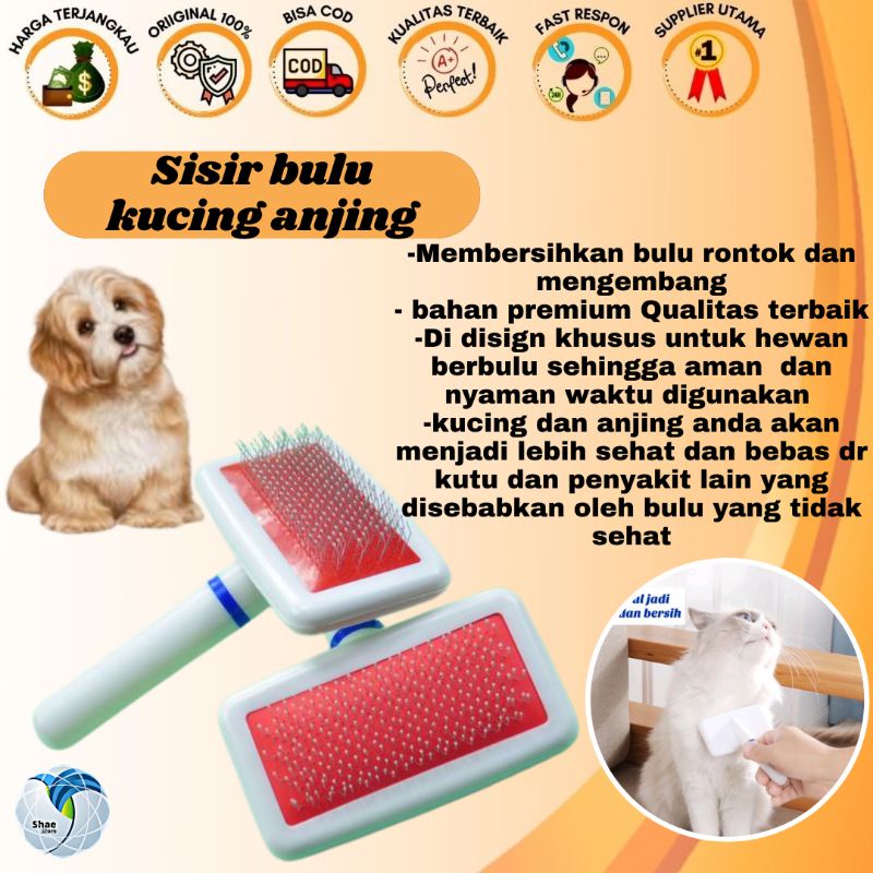 SISIR KUTU SISIR BULU KUCING ANJING MUSANG PET GROMING MERAH PUTIH PREMIUM MURAH