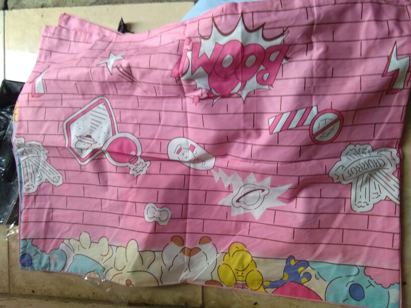 Sprei Homemade Perlengkapan Kamar Tidur Sarung Bantal Murah Karakter Motif Custom Bts Bt21 Biru Cod