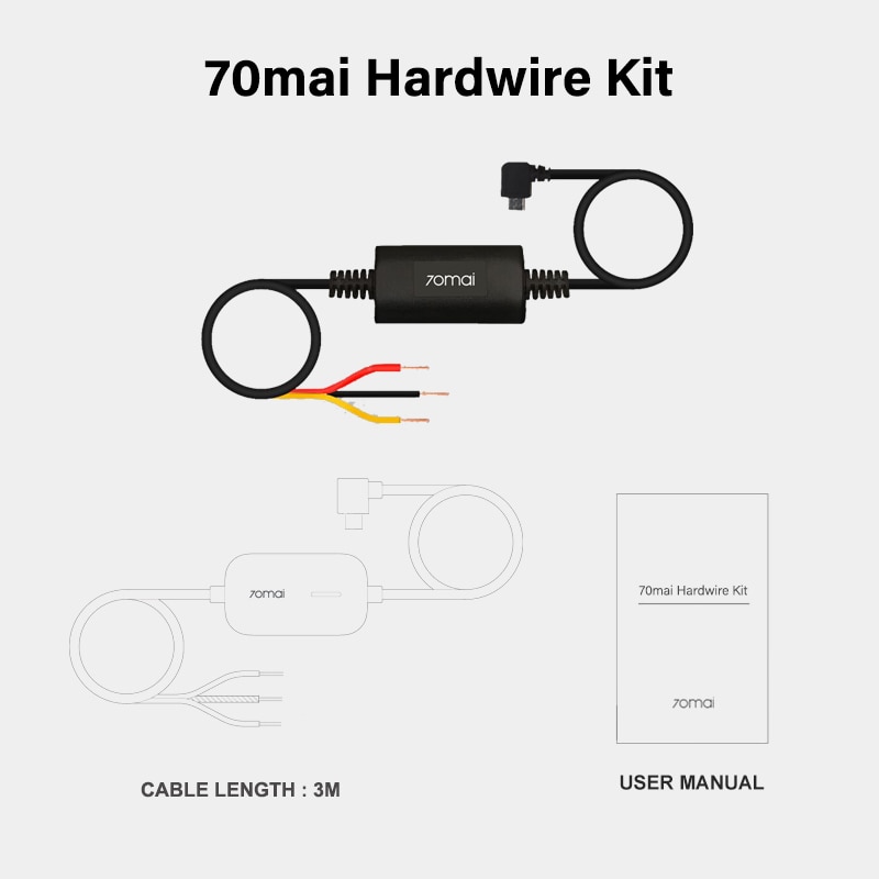 70mai Kabel Monitor Parkir 70mai 4K A800, WIDE, PRO 70mai Hardwire Kit Untuk Parkir Mobil 24H