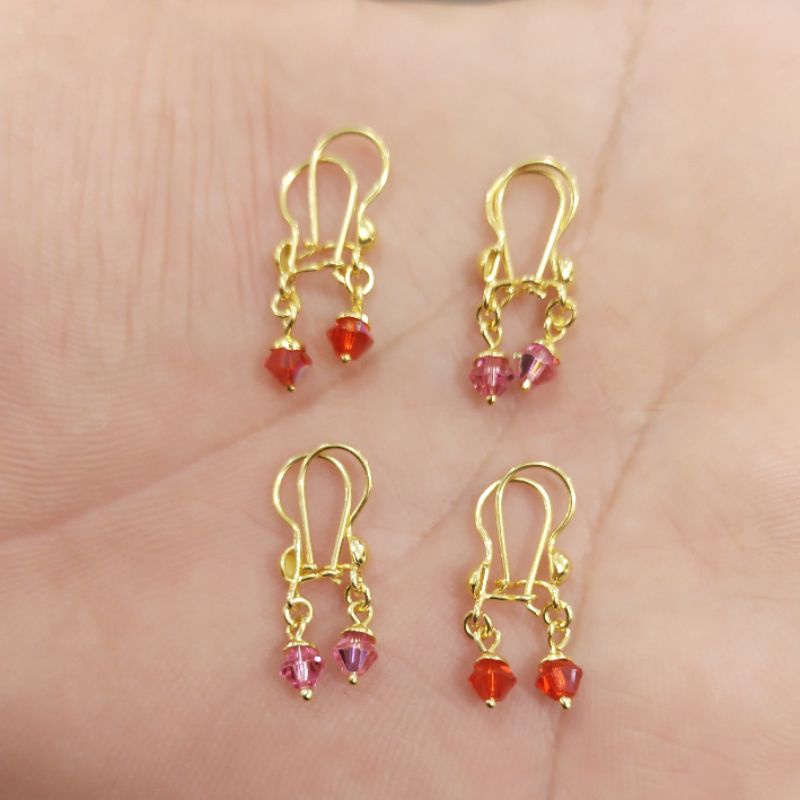 ANTING KAIT KRISTAL PERAK 925 LAPIS MAS