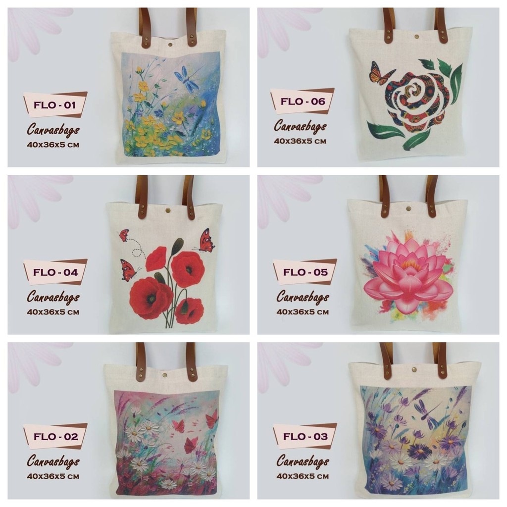 TAS Tote Bag Canvas Vintage  Seri BUNGA Dewani Totebag