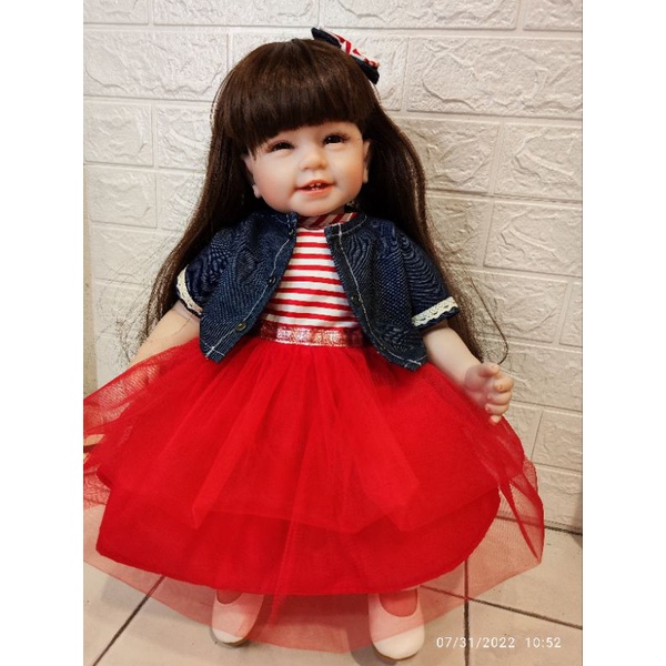 dress + cardigan boneka reborn 22-24 inch (hanya baju)