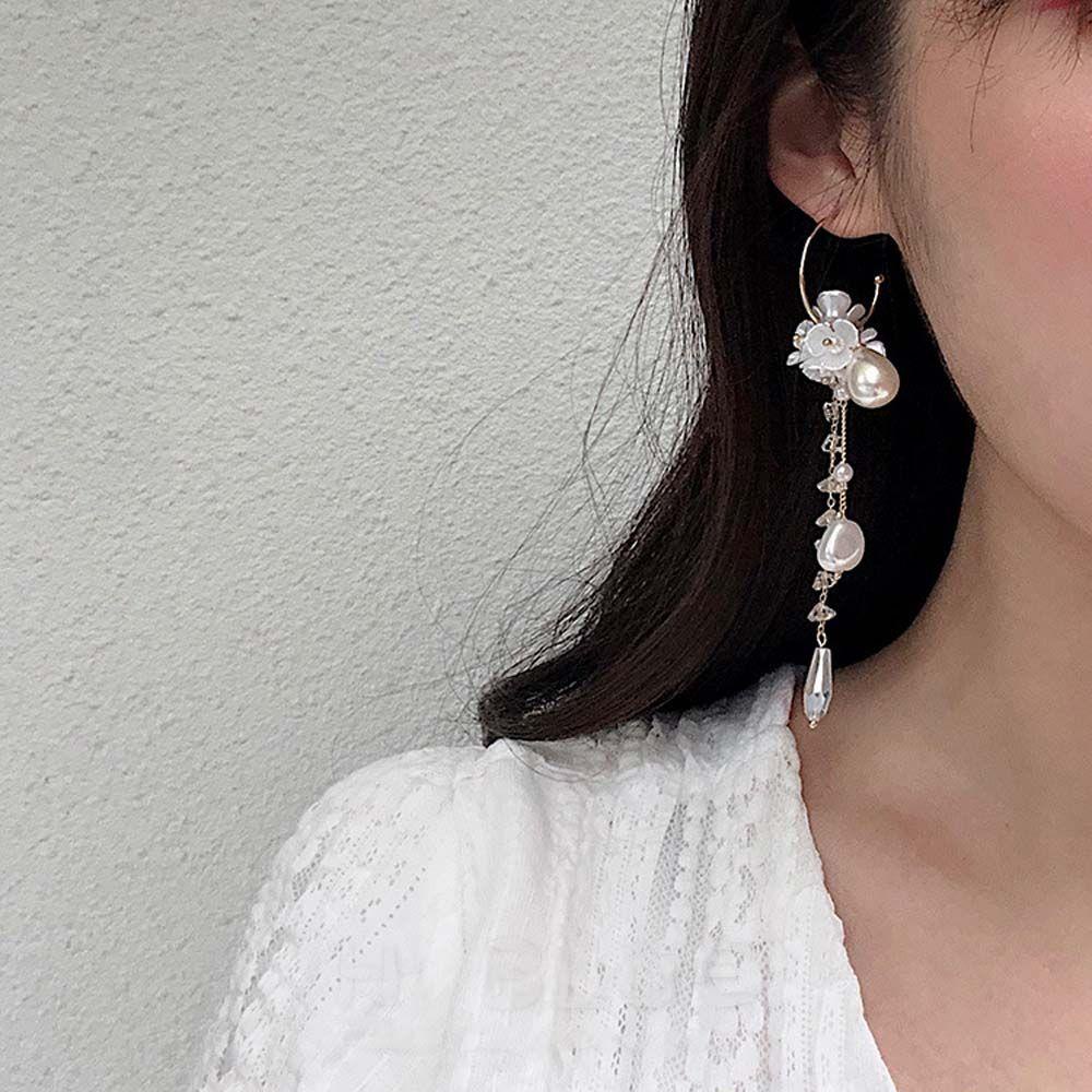 Mxbeauty Anting Tusuk Gantung Wanita Desain Bunga Hias Mutiara Imitasi Untuk Pantai / Pernikahan