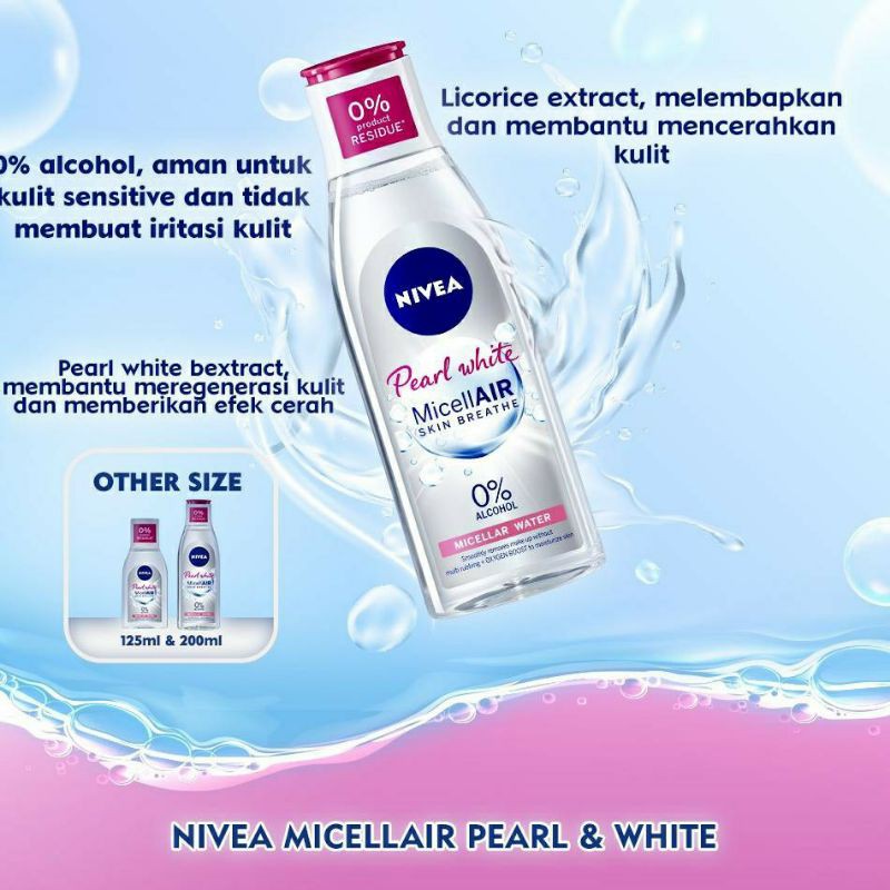 PROMO NIVEA MICELLAR WATER Pearly White | Hydration 400ml&amp;125 ML ~ Original 100%