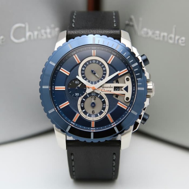 Jam Tangan Pria Alexandre Christie AC 6527 Silver Blue Original Garansi Resmi 1 Tahun