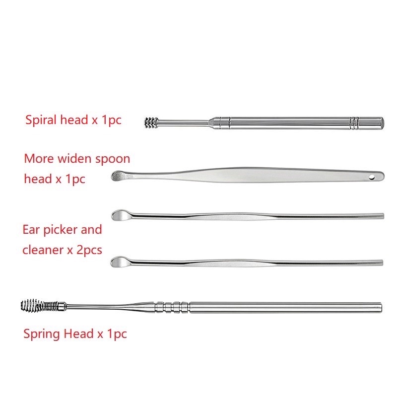 Pembersih Telinga Korek Kuping Ear Wax Picker 5 pcs - 1 SET Alat Korek Kuping Pembersih Telinga Kotoran Ear Wax Cleaning Kit