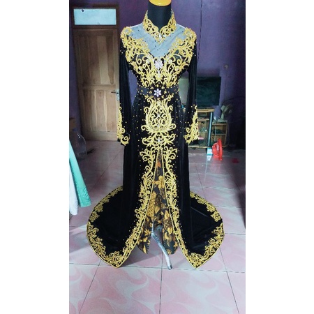 kebaya bludru pengantin full payet jepang