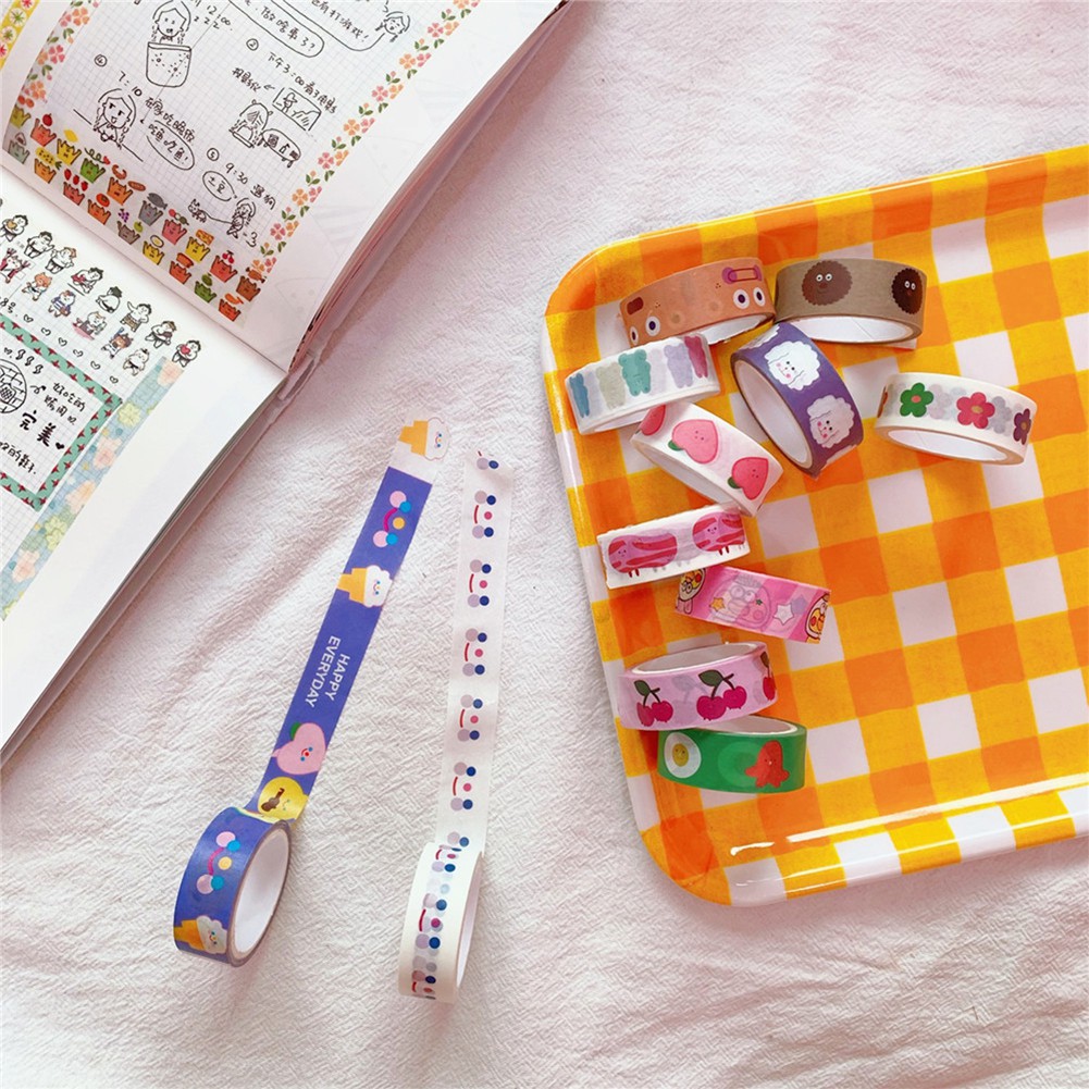 Washi Tape Motif Awan Wajah Beruang Tersenyum Gaya Korea Untuk Dekorasi Diary Scrapbooking