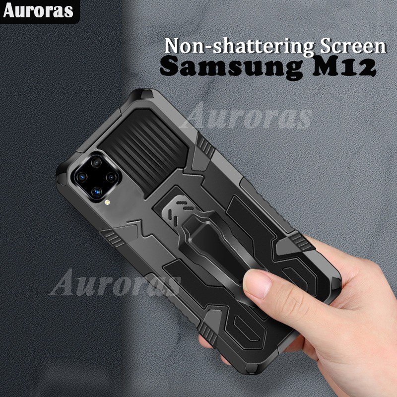 Samsung M12 Case Ruged Armor Standing Belt Clip Pinggang