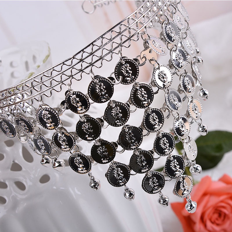 Sequins Coin Shape Indian Dance Belly Dance Geometry Triangle Headdress Bride Wedding Forehead Jewelry