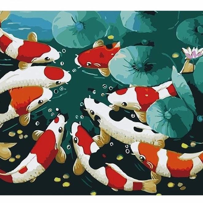 Lukisan | Paint By Number Lukisan Cat Minyak Ikan Koi