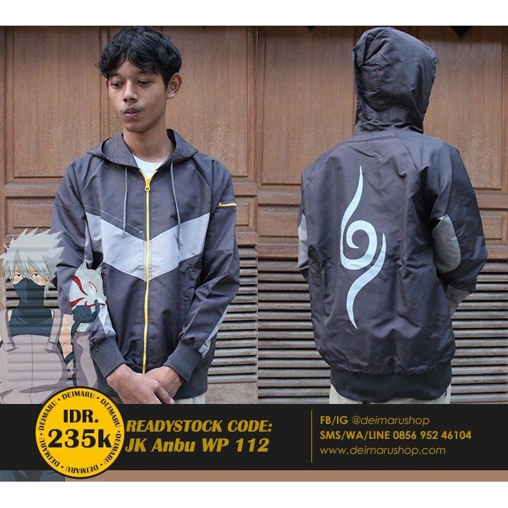 Jaket Anime Naruto Anbu Konoha Waterproof Parasut - JK Anbu WP 112