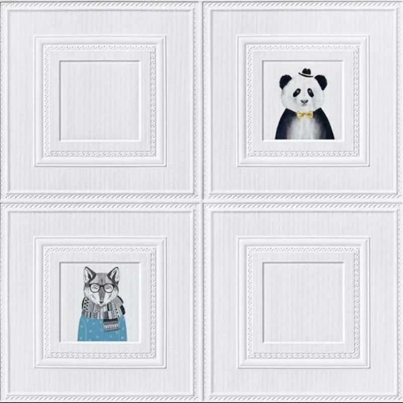 wallpaper foam premium permukaan timbul motif kotak panda