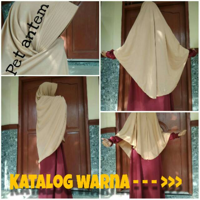 Khimar kaos pe polos non serut asma XXL bergo antem jilbab instan simple krudung syari hijab