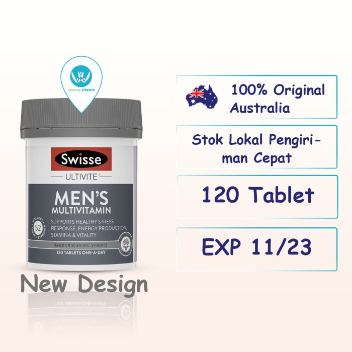 MURAH Swisse Men's Ultivite Multivitamin 120 Tablet untuk Pria