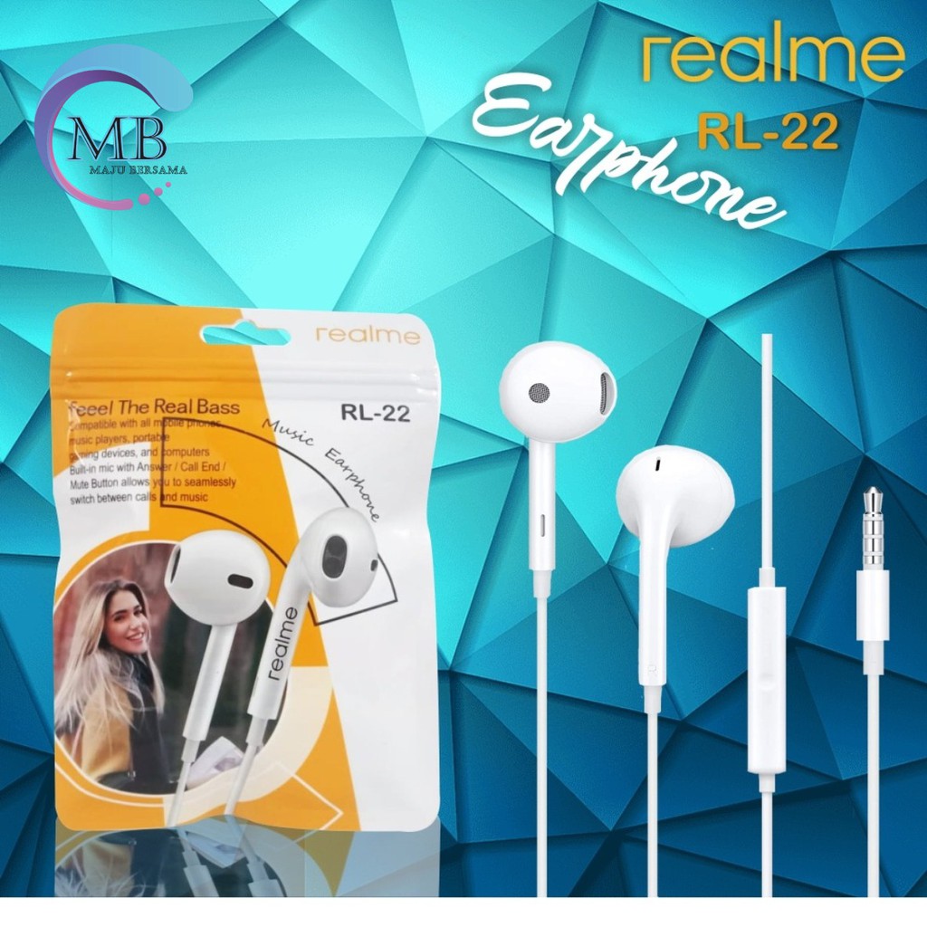 BM087 Headset heasdfree hf ORI REALME RL-22 mega BASS Jack 3.5mm 2 3 5 6 7 8 pro c1 c2 c20 c21 c25 MB1356